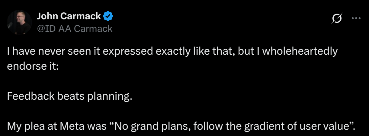 Feedback beats planning